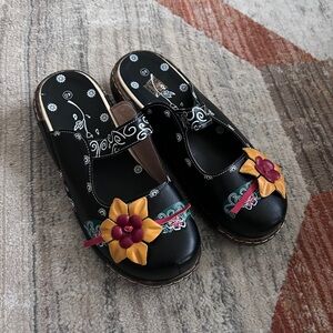 RXFSP Floral Embellished Black Mules Women's Size 40